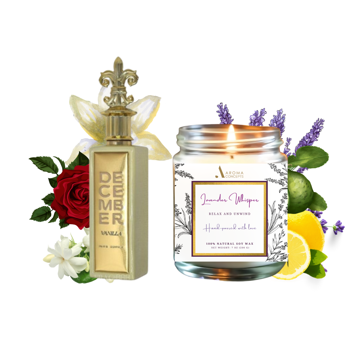 Set December Vanilla EDP & Scented CANDLE  by Aroma Concepts