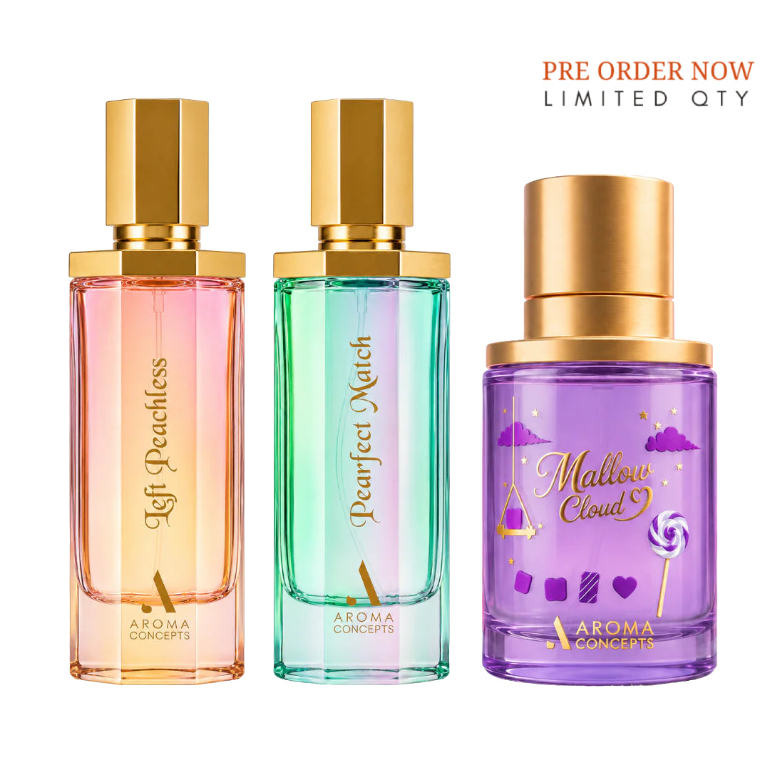 perfume set - left peachless, pearfect match and mallow cloud 9 perfume